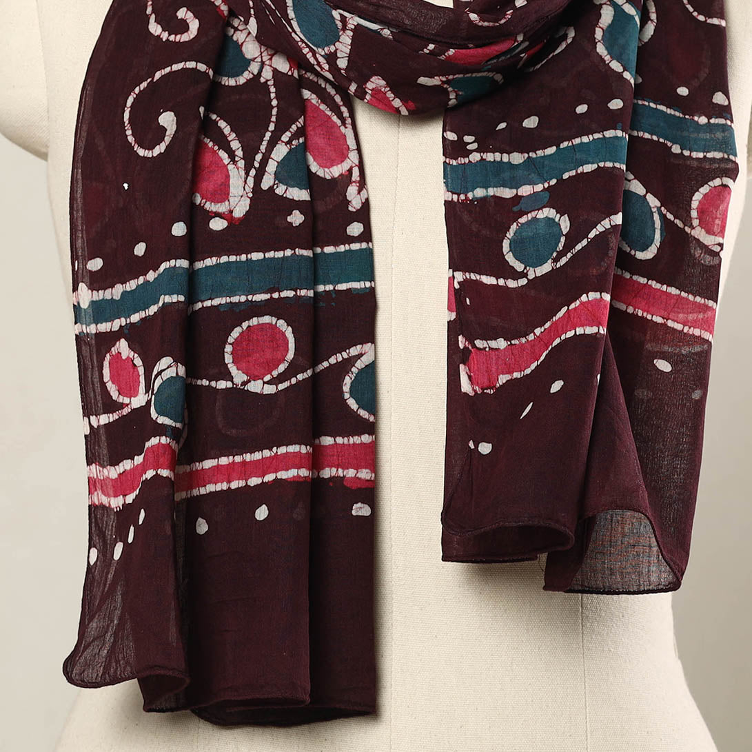 Maroon - Hand Batik Printed Mul Cotton Stole 74