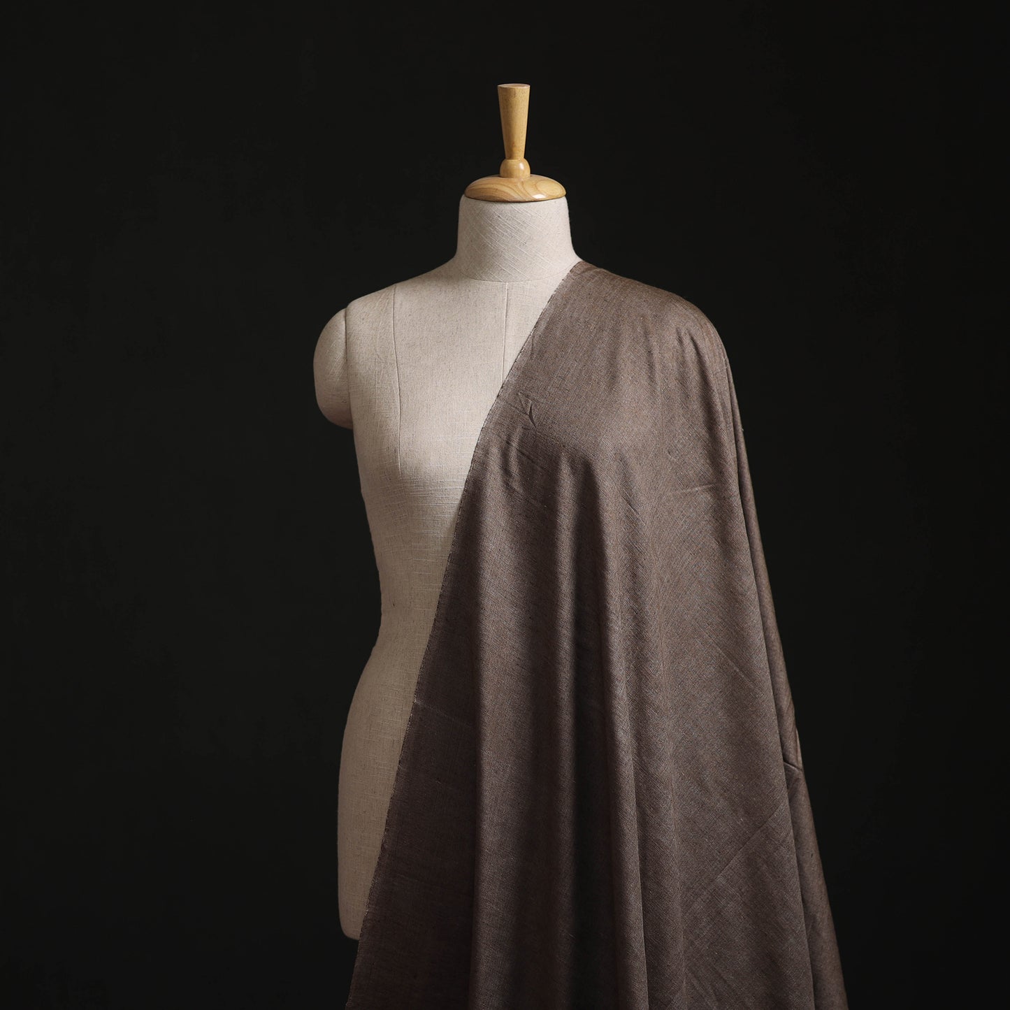 Brown - Vidarbha Tussar x Katia Silk Handwoven Plain Fabric 21
