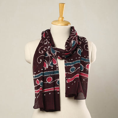 Maroon - Hand Batik Printed Mul Cotton Stole 74