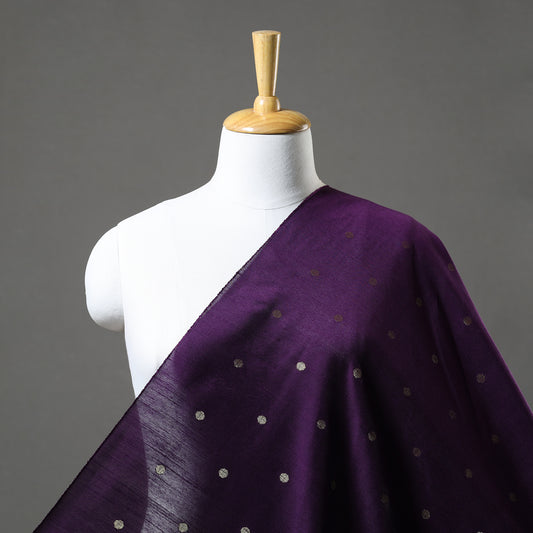Purple - Polka Dot Zari Buti Spun Dupion Viscose Silk Fabric 13