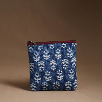 Blue - Handmade Quilted Cotton Utility Pouch 33