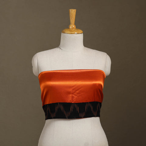 Orange Plain Mashru Silk Blouse Piece 