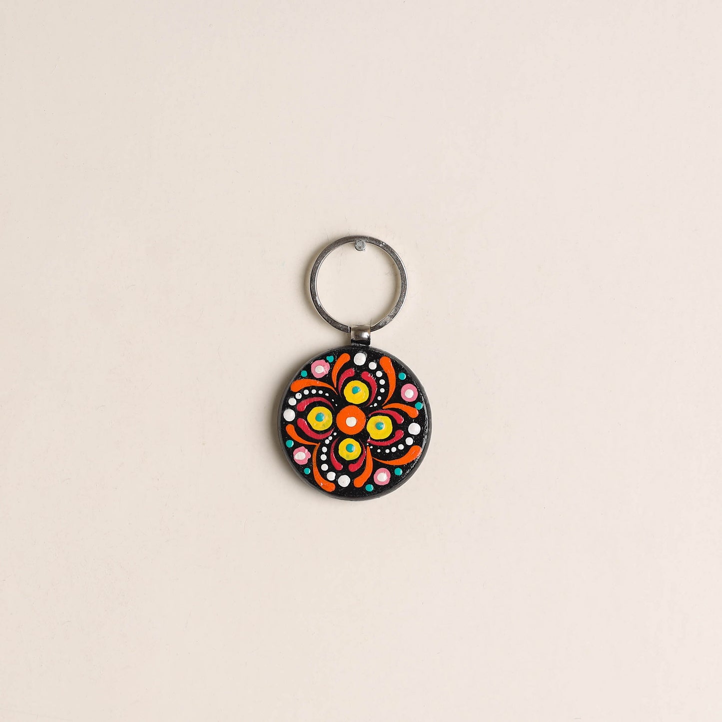 Handpainted Mandala Art Wooden Keychain 62