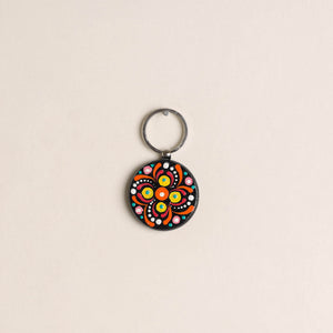 Multicolor - Handpainted Mandala Art Wooden Keychain 62