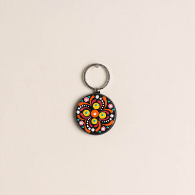 Handpainted Mandala Art Wooden Keychain 62