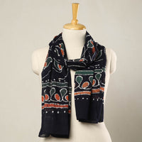 Black - Hand Batik Printed Mul Cotton Stole 77