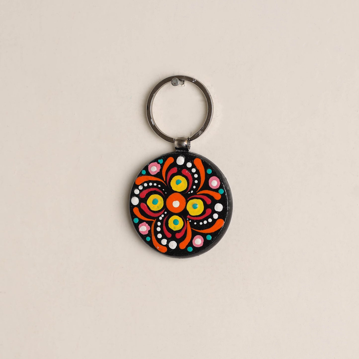 Handpainted Mandala Art Wooden Keychain 62