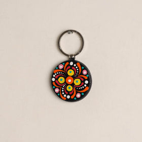 Handpainted Mandala Art Wooden Keychain 62