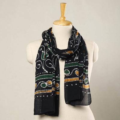 Black - Hand Batik Printed Mul Cotton Stole 78