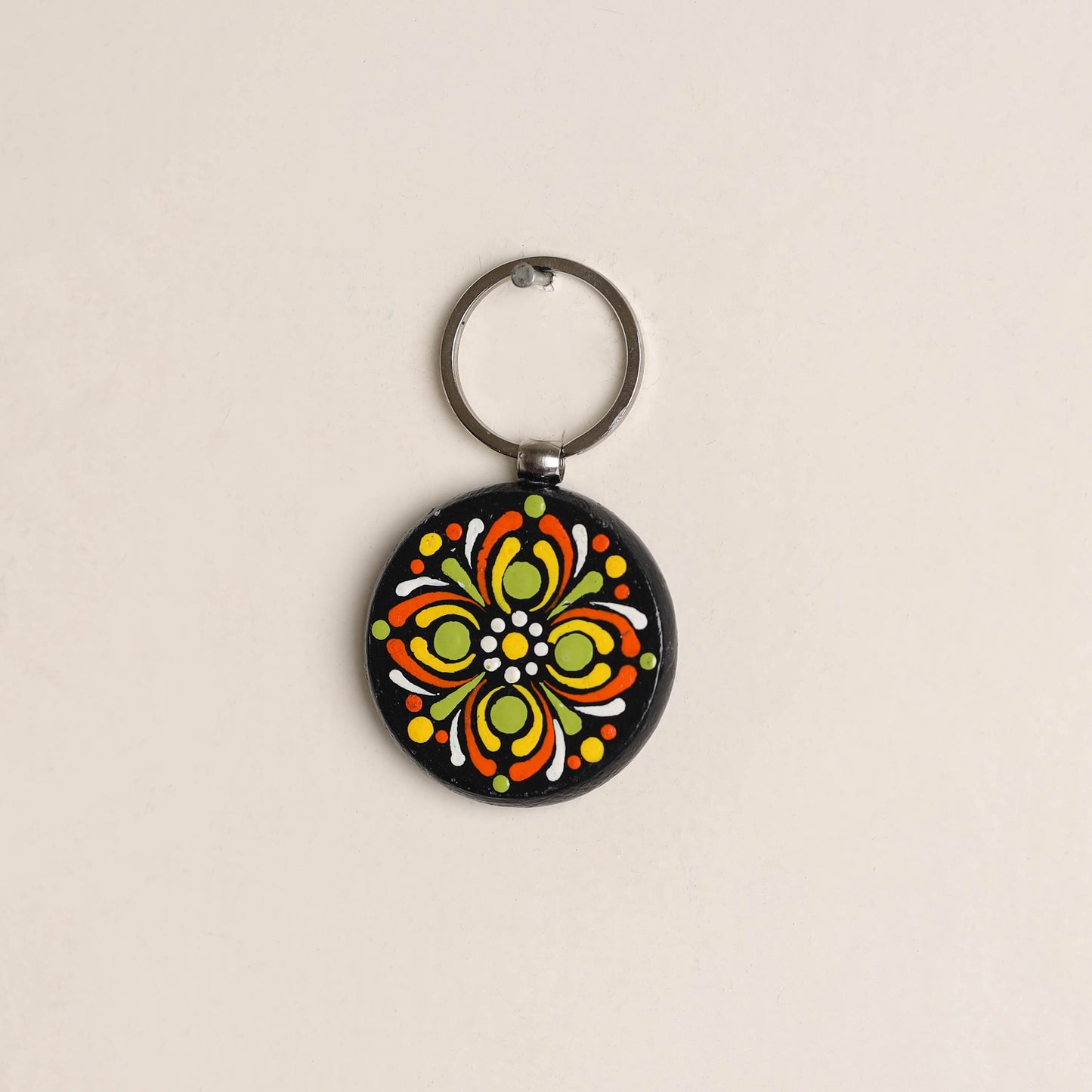 Handpainted Mandala Art Wooden Keychain 63