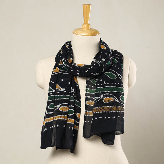 Black - Hand Batik Printed Mul Cotton Stole 79