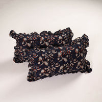 Set of 2 Bagru Block Print Cotton Frill Pillow Covers 08