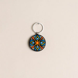 Multicolor - Handpainted Mandala Art Wooden Keychain 64