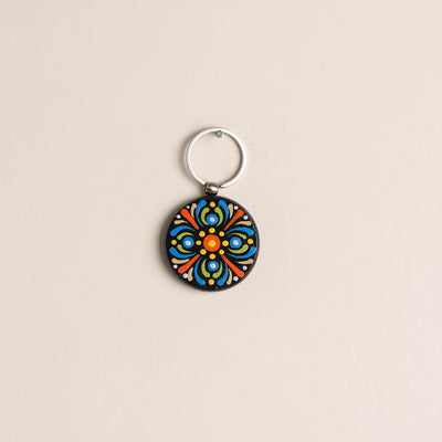 Handpainted Mandala Art Wooden Keychain 64