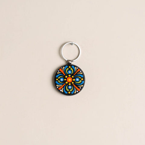 Handpainted Mandala Art Wooden Keychain 64