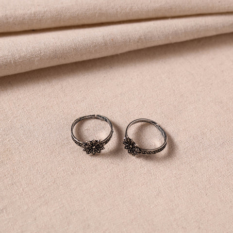 Antique Silver Finish Oxidised Brass Base Toe Ring 42