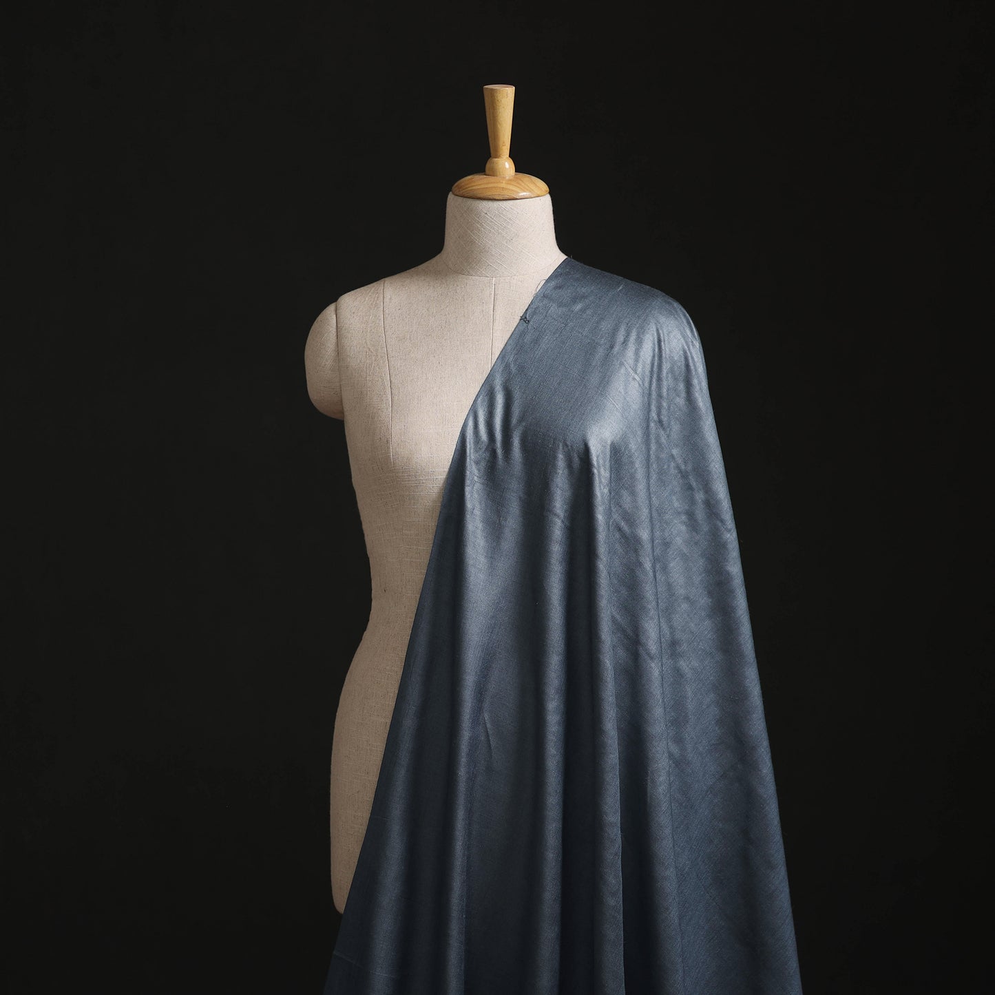 Grey - Gray - Vidarbha Tussar x Muga Silk Handwoven Plain Fabric 15
