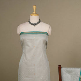 Grey - 3pc Handloom Nakshi Zari Unstitched Chanderi Silk Dress Material 