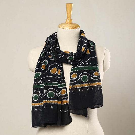 Black - Hand Batik Printed Mul Cotton Stole 81