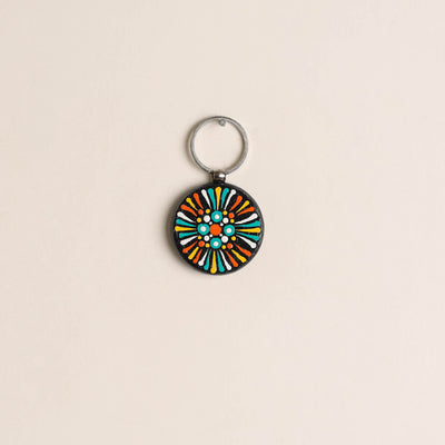 Handpainted Mandala Art Wooden Keychain 65