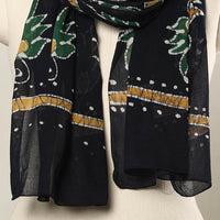 Black - Hand Batik Printed Mul Cotton Stole 83