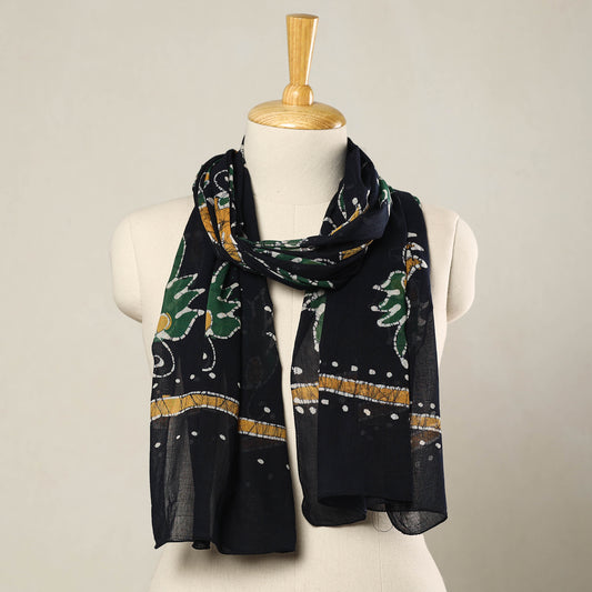 Black - Hand Batik Printed Mul Cotton Stole 83