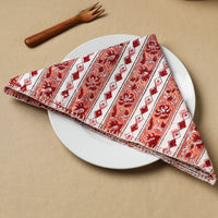 Floral Block Print Hand Embroidery Table Napkin  05