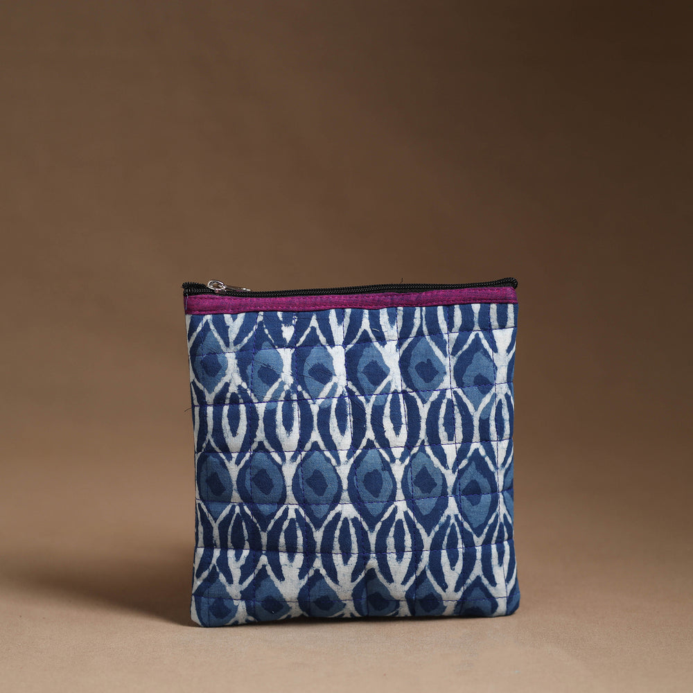 Blue - Handmade Quilted Cotton Utility Pouch 24