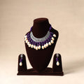 Purple - german silver necklace set with shell & thread