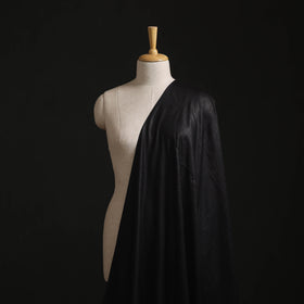 Black - Vidarbha Tussar Silk Handwoven Plain Fabric 11