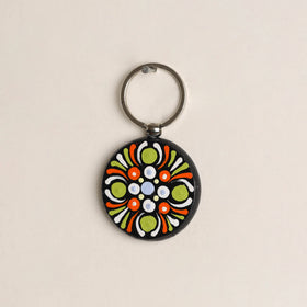 Handpainted Mandala Art Wooden Keychain 66