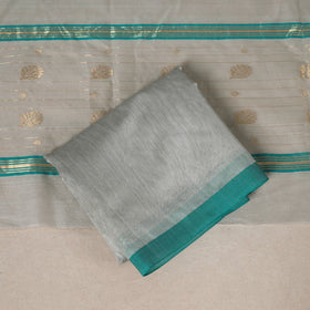 Grey - 3pc Handloom Nakshi Zari Unstitched Chanderi Silk Dress Material 