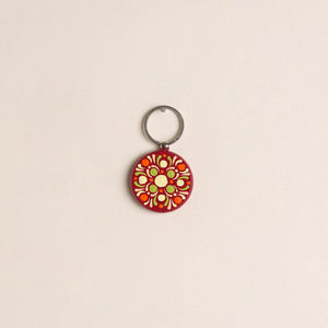 Red - Handpainted Mandala Art Wooden Keychain 67