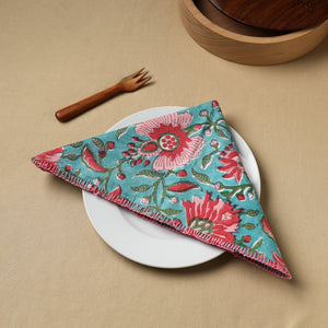 Floral Block Print Hand Embroidery Table Napkin  09