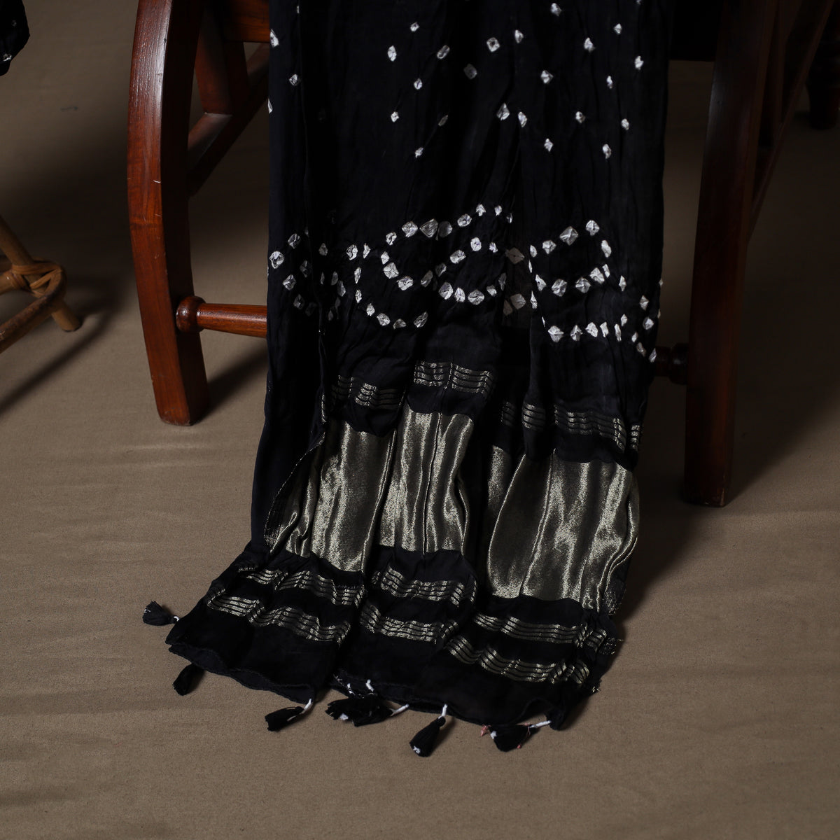 Kutch Bandhani Modal Silk Unstitched Dress Material: Kurta, Bottom & Dupatta 21