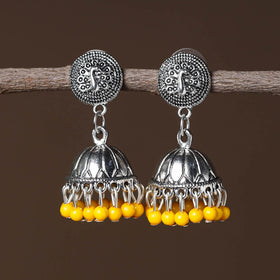 Shop Handmade Oxidised Silver Jhumki Bead work Earrings