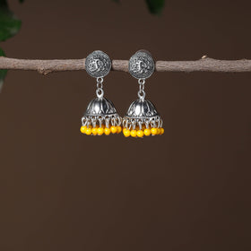 Shop Handmade Oxidised Silver Jhumki Bead work Earrings