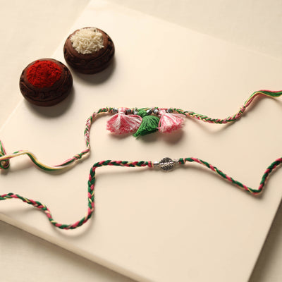 Handmade German Silver Rakhi & Lumba Set