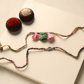 Handmade German Silver Rakhi & Lumba Set