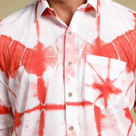 Orange - Shibori Tie-Dye Cotton Men Full Sleeve Shirt