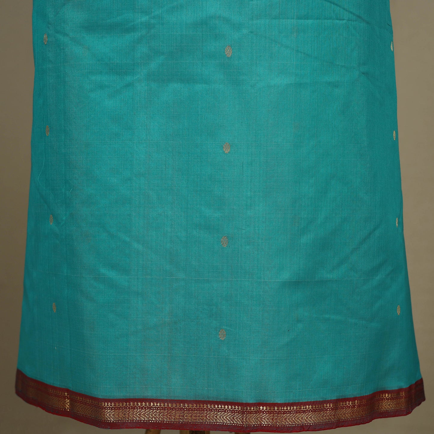 Blue - 3pc Handloom Nakshi Zari Unstitched Chanderi Silk Dress Material 