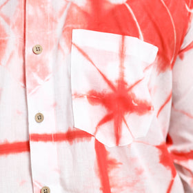 Orange - Shibori Tie-Dye Cotton Men Full Sleeve Shirt