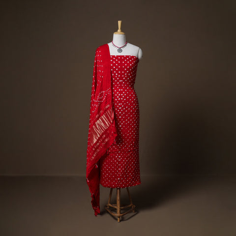 Kutch Bandhani Modal Silk Unstitched Dress Material: Kurta, Bottom & Dupatta 22