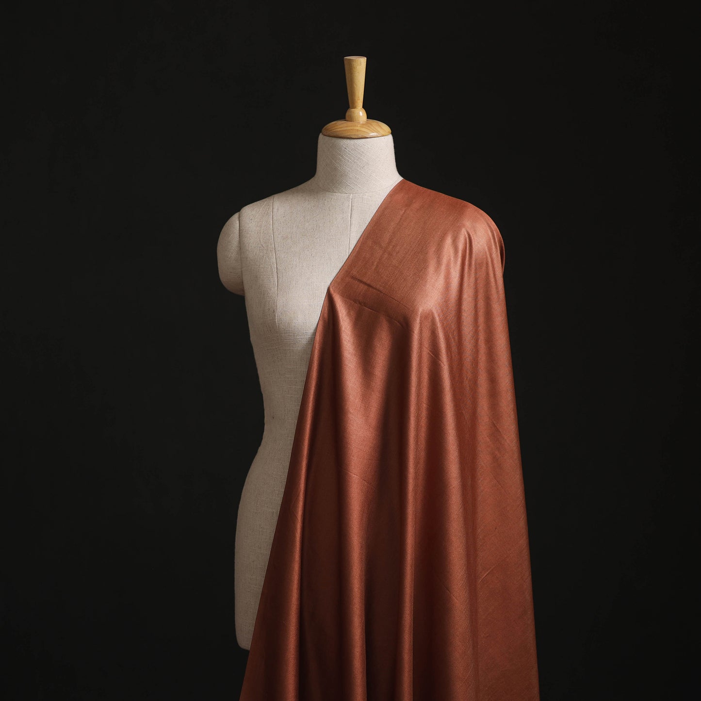 Brown - Vidarbha Tussar Silk Handwoven Plain Fabric 07
