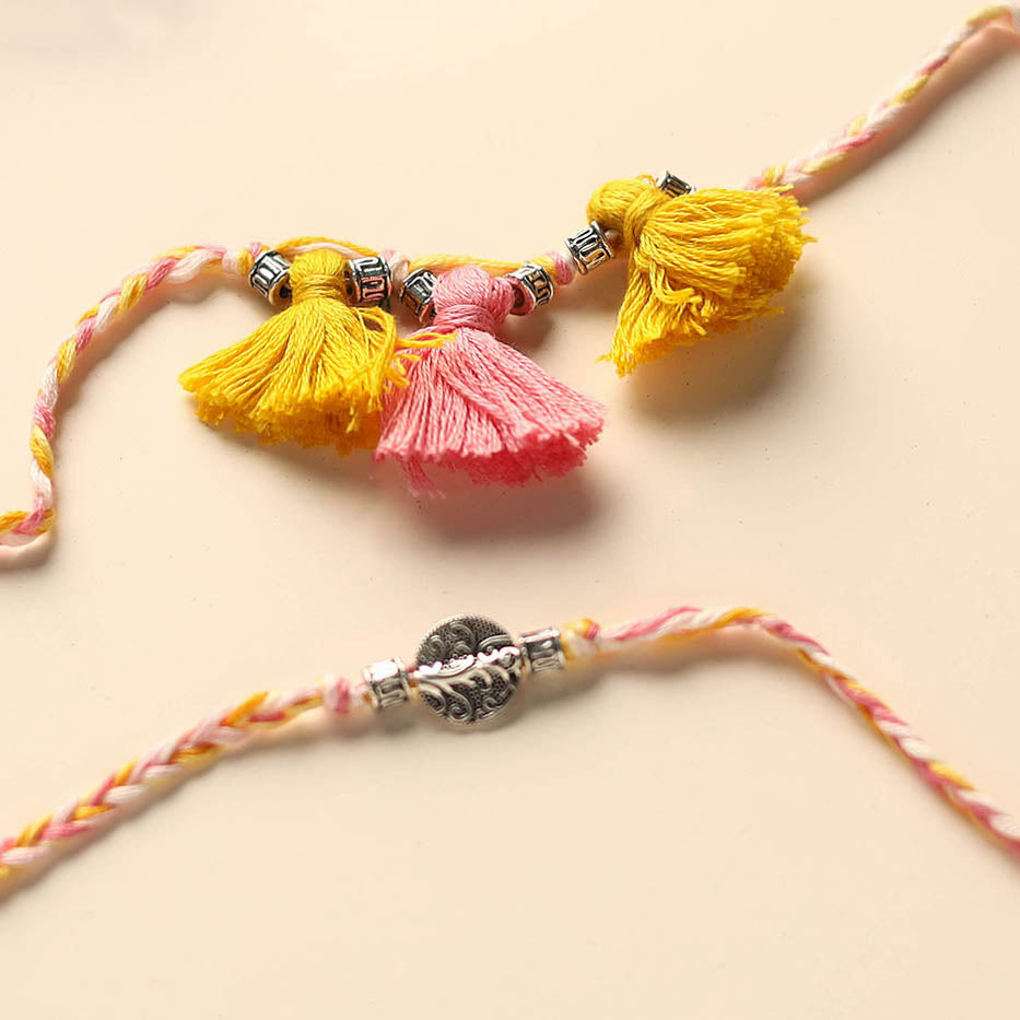 Handmade German Silver Rakhi & Lumba Set