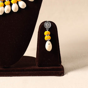 Yellow German Silver Necklace Set with Shell & Thread Beads