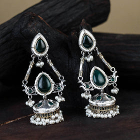 White - noor-e-jhumka classic german silver earrings 15