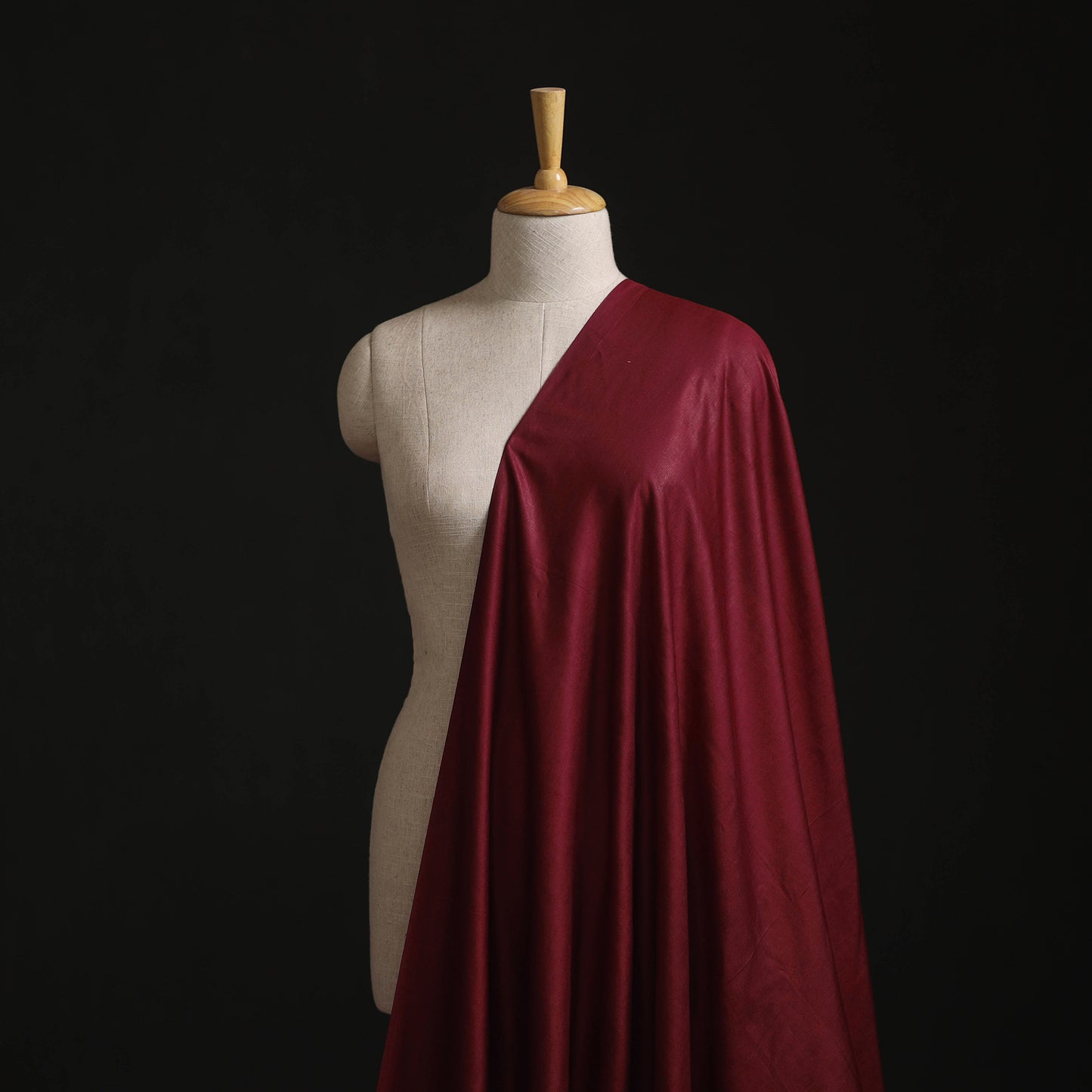 Maroon - Vidarbha Tussar Silk Handwoven Plain Fabric 06