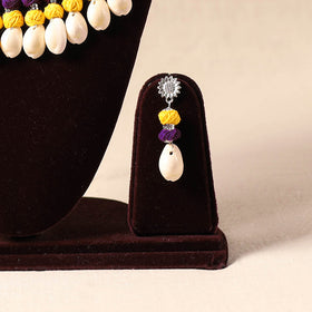 Yellow German Silver Necklace Set with Shell & Thread Beads