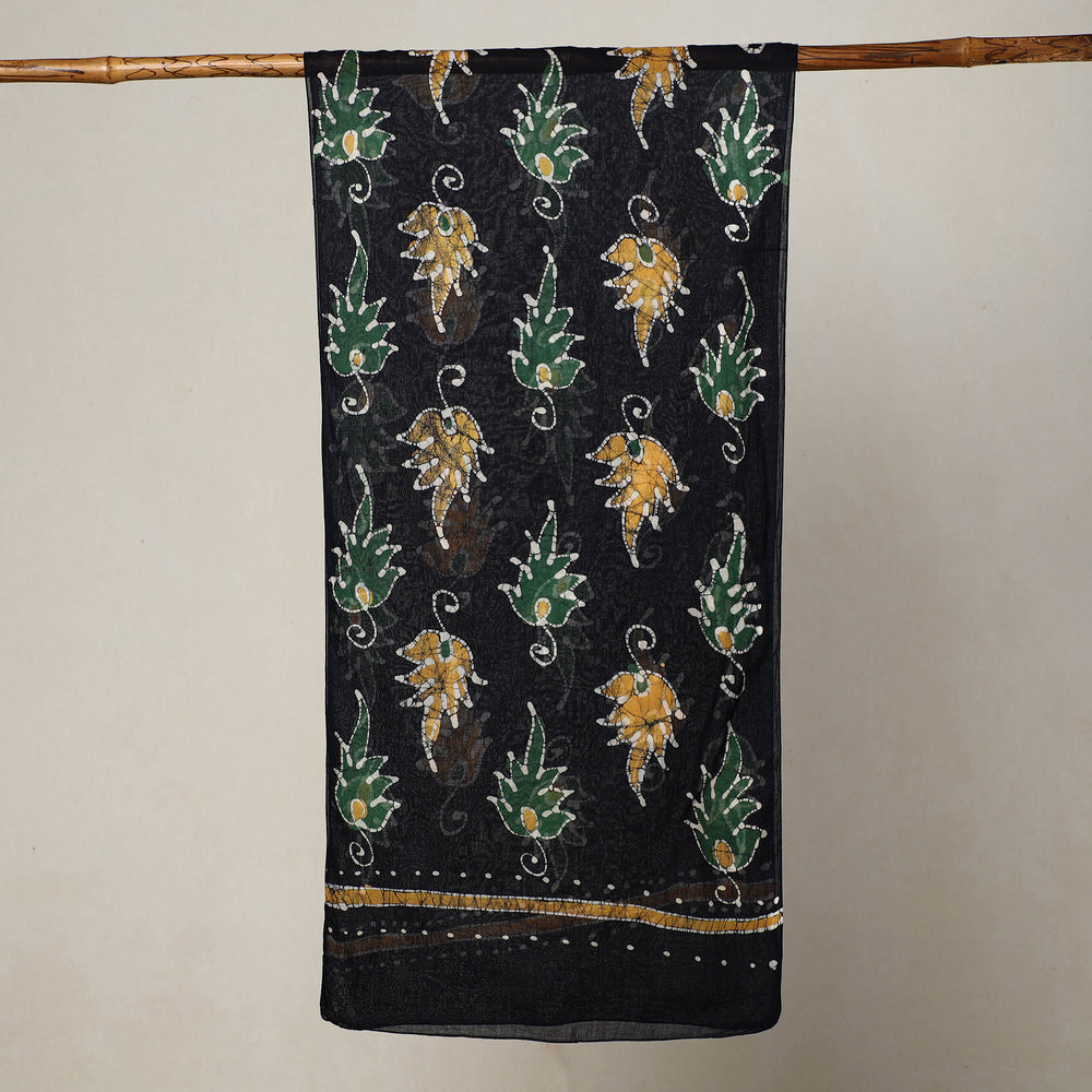 Black - Hand Batik Printed Mul Cotton Stole 83